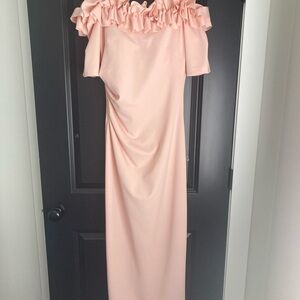 Xscape Pink Off-Shoulder Ruffle Dress